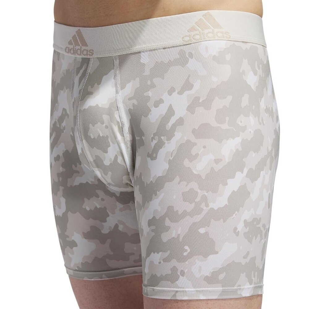ADIDAS MENS NEW POLYESTER / SPANDEX CAMO PUTTY GRAY PERFORMANCE BOXER BRIEF LRG